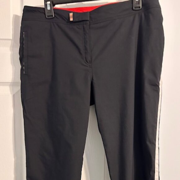 Women's Burberry Black with White Stripe Cropped Golf Pants Size 10 - Picture 1 of 14
